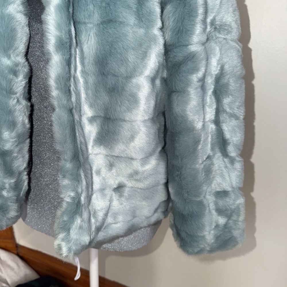 Loft Women's Faux Fur Blue Jacket Coat. Festival. Small P. Ann Taylor - Picture 3 of 10